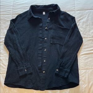 Amazon Women's Black linen Button Down Shirt